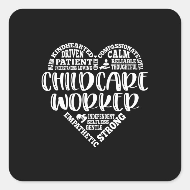 Adesivo Quadrado Trabalhador de guarda de crianças, prestador de cu (Frente)