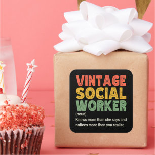 Adesivo Quadrado Trabalhador Social Vintage Colega Funny Social Tra