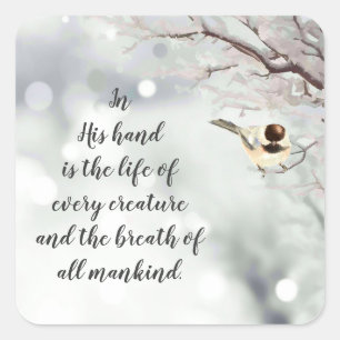 Adesivo Quadrado Trabalho 12:10 Escritura Vida de Cada Criatura