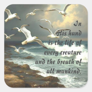 Adesivo Quadrado Trabalho 12:10 Escritura Vida de Cada Criatura