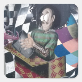 Adesivo Quadrado Trabalho de arte abstrato Grafite