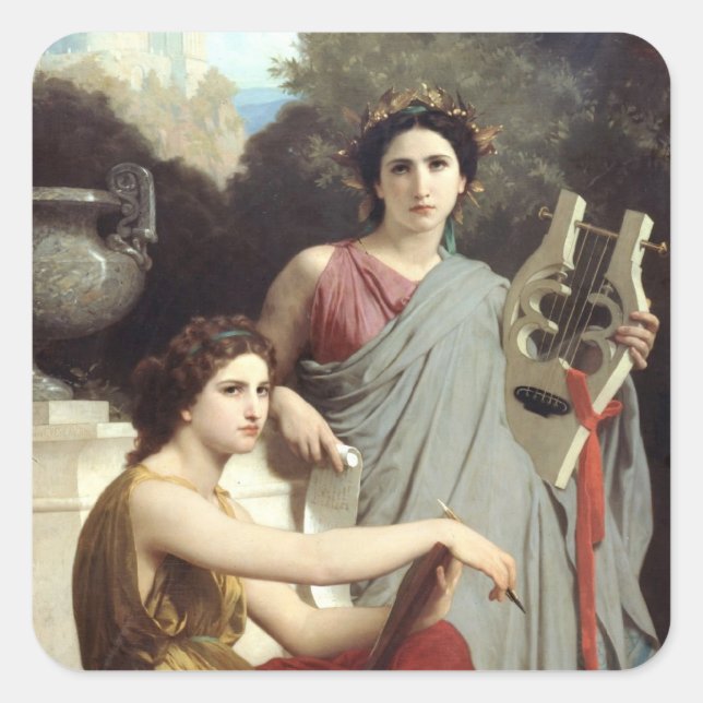 Adesivo Quadrado Trabalho de arte de arte e literatura (Frente)