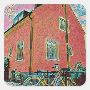 Adesivo Quadrado Trabalho de arte de bicicleta retroativa
