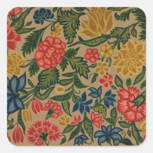 Adesivo Quadrado Trabalho de arte do Jardim Floral Designer Vintage