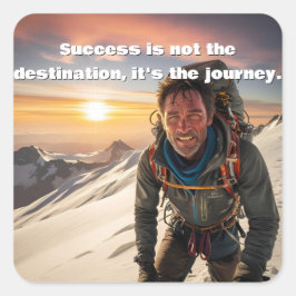 Adesivo Quadrado Trabalho de Duro e Sucesso Montanha escalada Motiv
