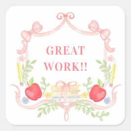 Adesivo Quadrado Trabalho de excelente | Crest De Sala De Aula