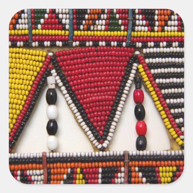 Adesivo Quadrado Trabalho Maasai com Contas (Frente)