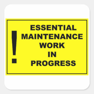 Adesivo Quadrado Trabalhos em curso essenciais da manutenção