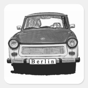 Adesivo Quadrado Trabant Car Front, Black and White, Berlim