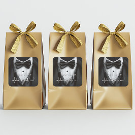 Adesivo Quadrado Traje Masculino Preto e Branco Festa de Aniversári