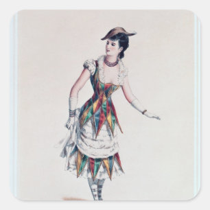 Adesivo Quadrado Traje o design para um harlequin fêmea, c.1880