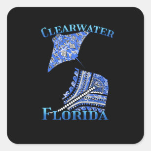 Adesivo Quadrado Traje Tribal de Vacinação da Flórida Clearwater