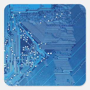 Adesivo Quadrado Trajetos em uma placa do computador