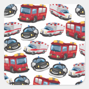 Adesivo Quadrado Transporte de polícia, ambulâncias e bombeiros