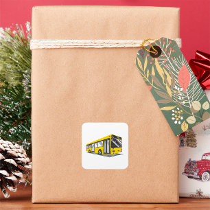 Adesivo Quadrado Transporte Público de Barramento de Cidade Amarelo