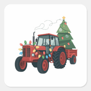 Adesivo Quadrado Trator de Natal Iluminação Trator de Natal 