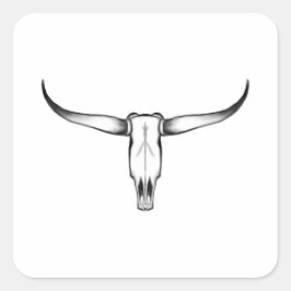 Adesivo Quadrado Travesseiro de Crânio do Texas Longhorn
