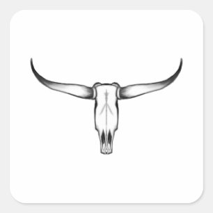 Adesivo Quadrado Travesseiro de Crânio do Texas Longhorn
