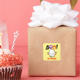 Adesivo Quadrado Travesseiro decorativo Fantasma de Halloween T-Shi