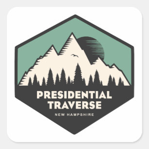 Adesivo Quadrado Travessia Presidencial New Hampshire Turquesa