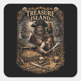 Adesivo Quadrado Treasure Island