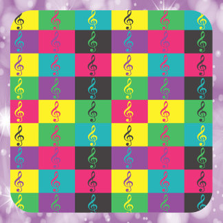 Adesivo Quadrado Treble Clef Music Symbol Bright