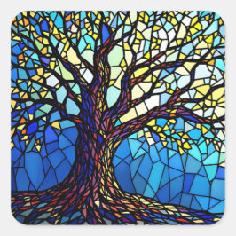 Adesivo Quadrado Tree of Life Shattered Glass Mosaic