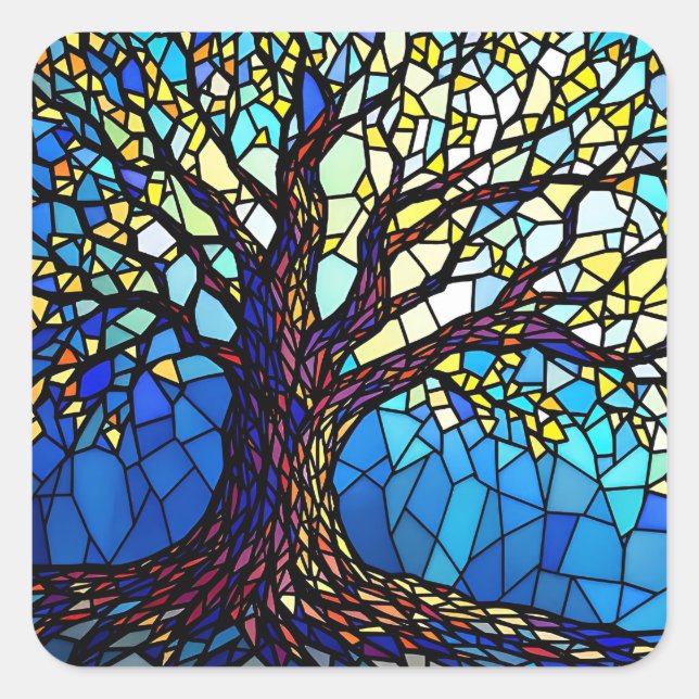 Adesivo Quadrado Tree of Life Shattered Glass Mosaic (Frente)