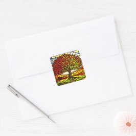 Adesivo Quadrado Tree of Life Shattered Glass Mosaic Autumn Colors