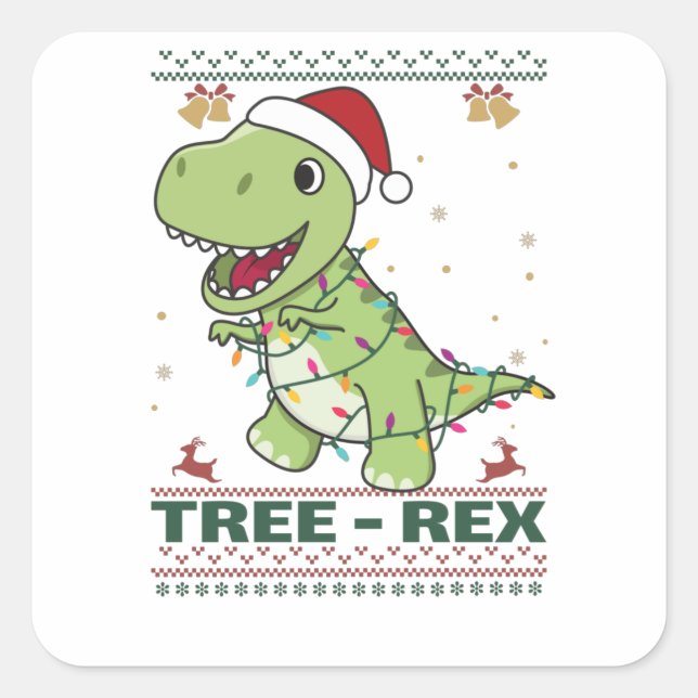 Adesivo Quadrado Tree-Rex Funny Dinosaur Pun T-Rex (Frente)