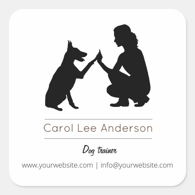 Adesivo Quadrado Treinador de cães/Formação de cães (Frente)