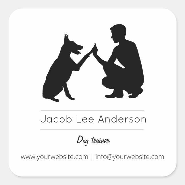 Adesivo Quadrado Treinador de cães/Formação de cães (Frente)