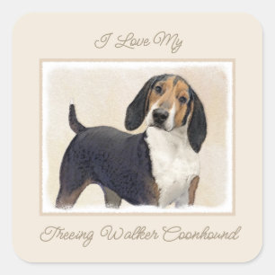 Adesivo Quadrado Treing Walker Coonhound Painting - Original Art S