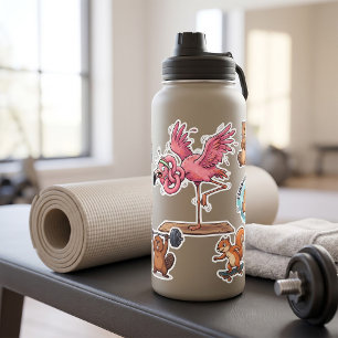 Adesivo Quadrado Treino de Yoga de Flamingo Engraçado Falha