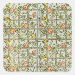 Adesivo Quadrado Trellis por William Morris, Têxtil de Jardim Vinta