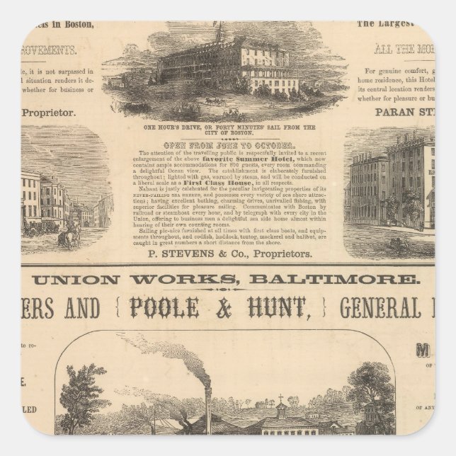 Adesivo Quadrado Tremont House, Hotel Boston Nahant House (Frente)