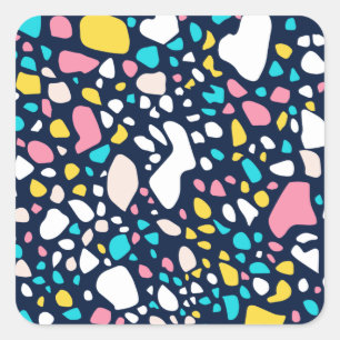 Adesivo Quadrado Trendy Abstrato Geometric Stone Terrazzo
