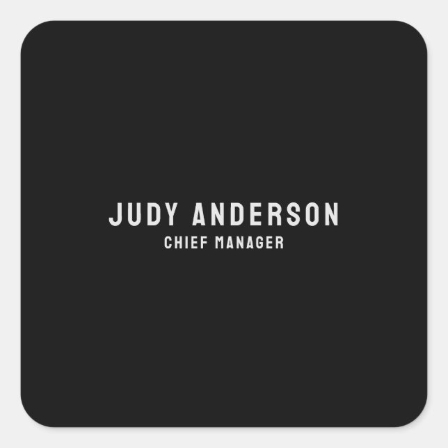 Adesivo Quadrado Trendy Black Professional Plain Modern Elegant (Frente)