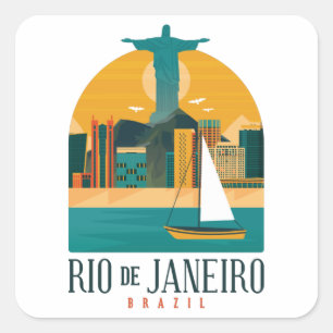 Adesivo Quadrado Trendy Brasil Cidade do Rio de Janeiro Vintage