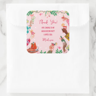 Adesivo Quadrado Trendy Doodle Cheers to Grad Photo Thank You