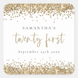 Adesivo Quadrado Trendy Dourada Glitter Name Data 21ª Parte