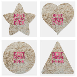 Adesivo Quadrado Trendy Furry Melhor Mãe De Corações Cortes Rosa