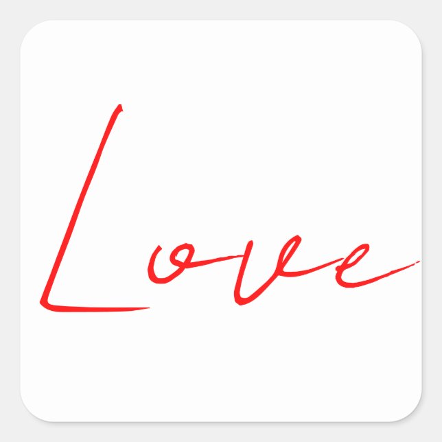 Adesivo Quadrado Trendy White Red Love Nome da Manuscrito (Frente)