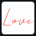 Adesivo Quadrado Trendy White Red Love Nome da Manuscrito<br><div class="desc">Simples Designs Modernos Minimalistas. São todos simples,  modernos,  atraentes.</div>