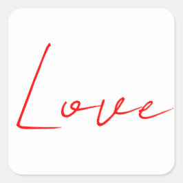 Adesivo Quadrado Trendy White Red Love Nome da Manuscrito