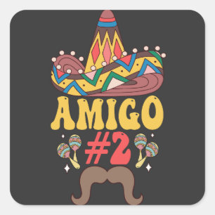Adesivo Quadrado Três Amigos Mexicanos Engraçados Matando Cinco De 