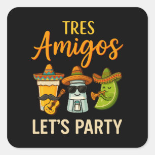 Adesivo Quadrado Tres Amigos Tequila Salt Limão Cinco De Mayo