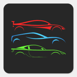 Adesivo Quadrado Três Carros Desportivos