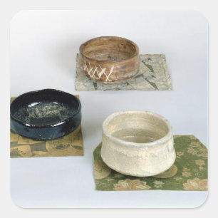 Adesivo Quadrado Três chawans usados para cerimônias de chá, c.1800