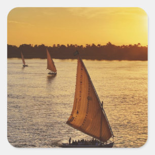 Adesivo Quadrado Três falucas com avistadores no Rio Nilo